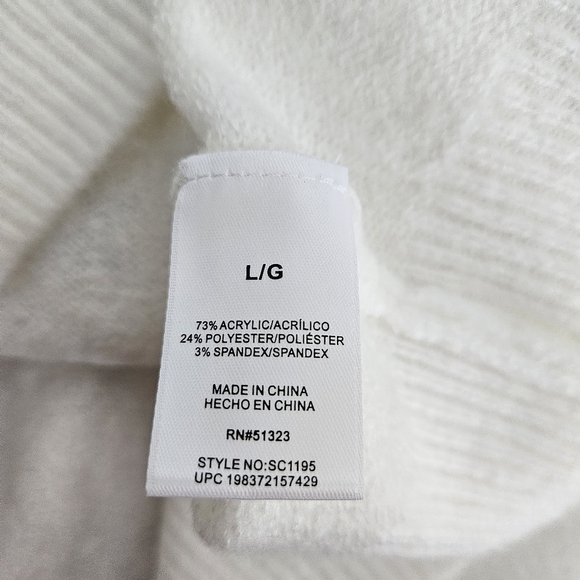 Vince Camuto Holiday Sweater Ivory Beaded Cheers Long Sleeve Knit Pullover Large - Picture 6 of 7